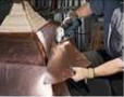 Cordless Shear cuts sheet metals up to 18 gauge thickness.