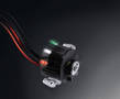 Miniature Thumbwheel illuminates activated functions.