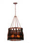 Decorative Chandelier uses wine bottle motif.