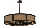 Handcrafted Lighting Fixture incorporates ceiling fan.