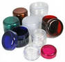 Colored Plastic Jars showcase variety of products.