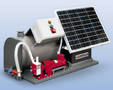 Solar Powered Pumping System feeds water treatment chemicals.