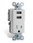 USB Charger features tamper-resistant receptacle.