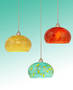 Blown Glass Pendants are offered in vibrant colors.
