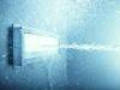 Fluorescent Flood Light illuminates machining operations.