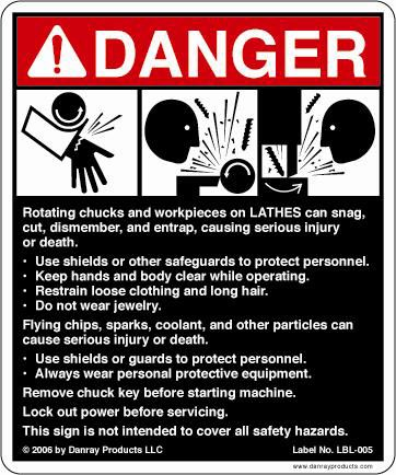 Safety Sign for Lathes