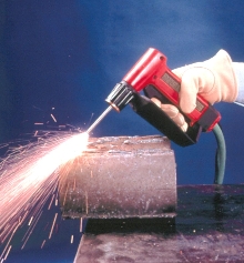 Cutting Torch cuts, burns, and pierces tough materials.