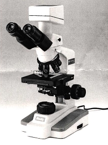 Microscope provides image capture and analysis.