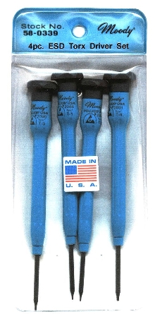 Torx Driver Set includes T-1, T-2, T-3, and T-4 sizes.