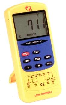 Thermometer uses Type K or Type J thermocouples.