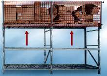 Wire Mesh Drop Panel System prevents top shelf load spills.
