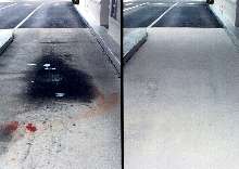 Cleaner removes stains from concrete or asphalt.