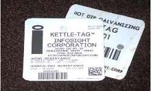 ID Tag survives hot dip galvanizing.