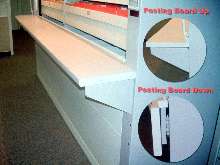 File Storage System offers folding posting board option.