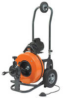 Power Drain Cleaner includes stair climbers to ease transport.