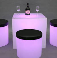 Lightable Cylinders offer retail display and seating solutions.