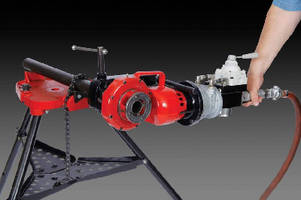 Pneumatic Power Drive provides power for threading pipe.