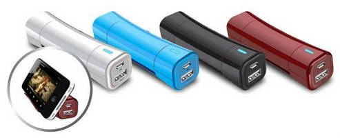 Power Bank with Folding Stand charges portable electronics.