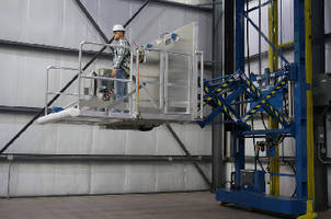 Aluminum Platform Lift facilitates aircraft painting.
