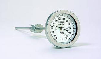 Bimetal Thermometers feature 316SS case, fitting, and stem.