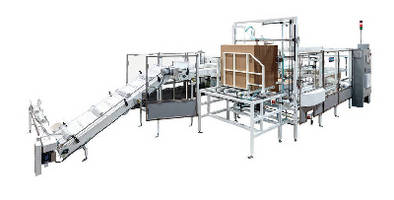 Horizontal Case Packer handles cups and lids.