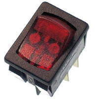 Miniature Momentary Rocker Switch features LED illumination.