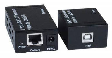 USB 2.0 Extender enables 100/200 ft connections via CAT5e/6 cable.