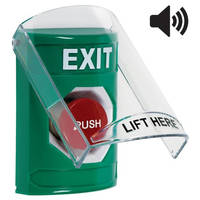 Exit Button with Shield, Sounder prevents accidental actuation.
