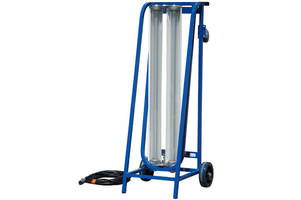 Mobile Explosionproof LED Light Cart features fold-down handle.