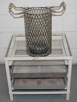 Cooling Stand/Sieve holds fluidized bath items and captures ash.