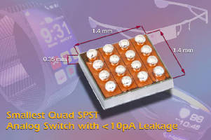 Quad SPST Analog Switches support wearable applications.