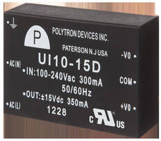 Universal 10 W AC/DC Power Supplies are fully encapsulated.