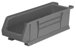 Large-Capacity Plastic Storage Bins are stackable and durable.