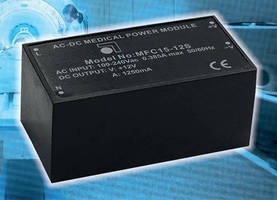 AC/DC 15 W Medical Power Module comes in compact package.