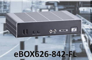 Fanless Embedded Box Computer accepts 10-34 Vdc input.