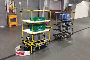 Creform AGV Tugger with Shelves Provides Ability to Tow Carts for Added Capacity and Capability