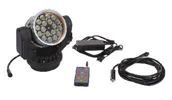 LED Spotlight features wireless remote control.