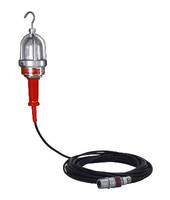 Handheld LED Drop Light features pin and sleeve plug.