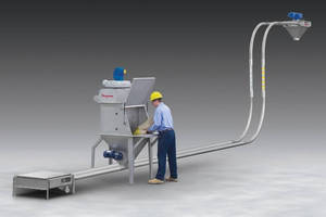 Dust-Free Bag Dump Station features tubular conveyor.