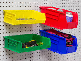 Pegboard Bin Adapters support multiple bin sizes.