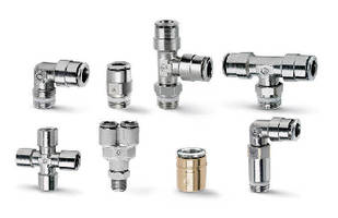 Metal Push-to-Connect Fittings join plastic tubes.
