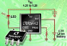 Battery Charger fits in ThinSOT(TM) package.