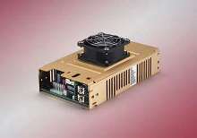 Power Supply offers fan-cooled operation and quad outputs.