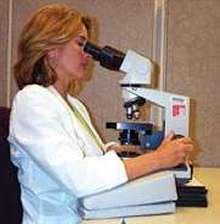 Ergonomic Support provides comfort for microscope users.