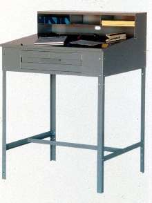 Shop Desk provides writing surface and storage drawer.
