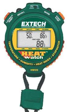 Digital Stopwatch displays temperature and humidity.