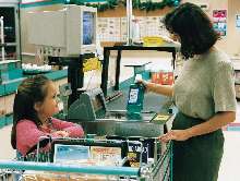 Belt Drive operates quietly at grocery check-out stands.