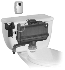 Toilet Retrofit System provides touchless flushing.