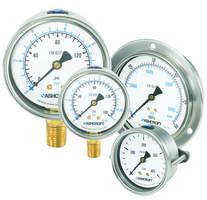 8008A Pressure Gauge meets EN837-1 and ASME B40.100 standards.