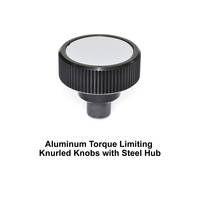 Aluminum Torque Limiting Knurled Knobs with Steel Threaded Stud Available from J.W. WINCO